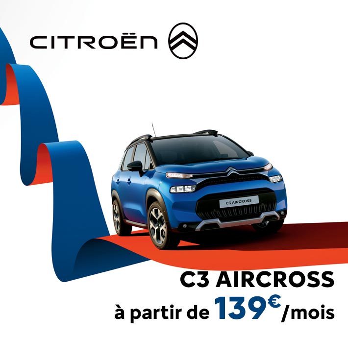 SUV compact Citroen C3 Aircross dans le Vaucluse, la Drôme et le Gard. Tarif à partir de 139€ par mois.